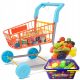  SET OF BASKET AND SHOPPING TROLLEY FOR SHOPPING WITH FRUIT AND VEGETABLES SUPERMARKET