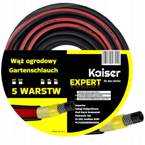  GARDEN HOSE 50M 1/2" INCH KAISER EXPERT 5-LAYER DOUBLE REINFORCED