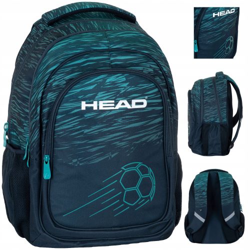  Black multi-compartment school backpack from Head, shades of green, 29 years old