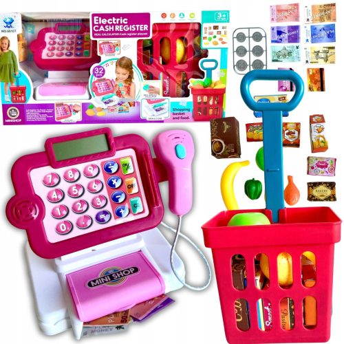  Supermarket for children, cash register, scanner, shopping cart, scale