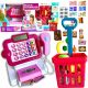  Supermarket for children, cash register, scanner, shopping cart, scale