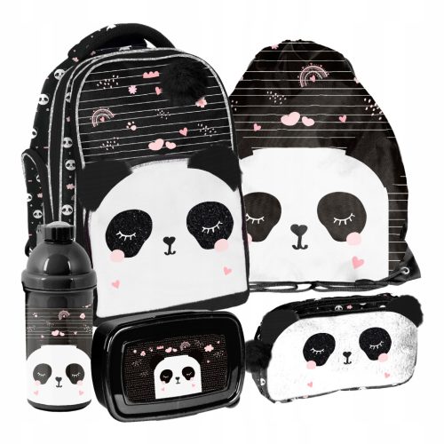 Adorable Panda Themed School Set for Kids - Backpack, Shoe Bag, Lunch Box & More