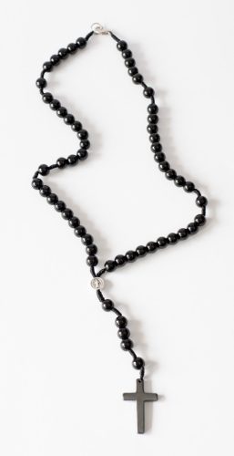  Rosary-necklace made of onyx stones St. Benedict