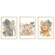  Set of 3 posters, 30 x 40 cm, cute animals, safari, wild lion, elephant, monkey