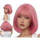  Long pink Hopki wig made of synthetic hair