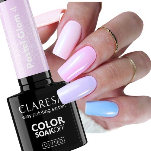  CLARESA PASTEL GLAM 4 HYBRID NAIL POLISH HYBRID PASTEL PURPLE WITH PARTICLES