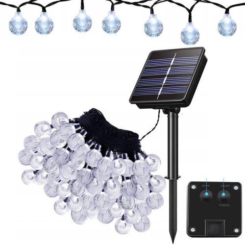  22 m solar garden garland, 200 LED bulbs, cold white, balcony, terrace