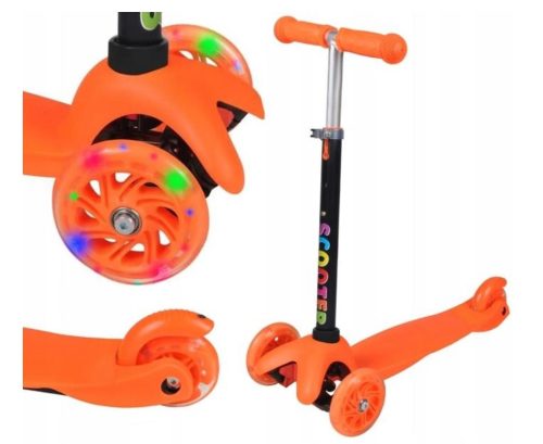  3-WHEEL SCOOTER FOR CHILDREN, BALANCED, LED WHEELS, ORANGE