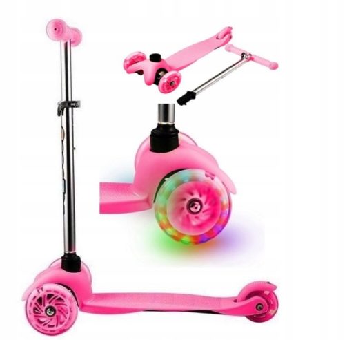  3-WHEEL SCOOTER FOR CHILDREN, BALANCING, LED WHEELS, PINK