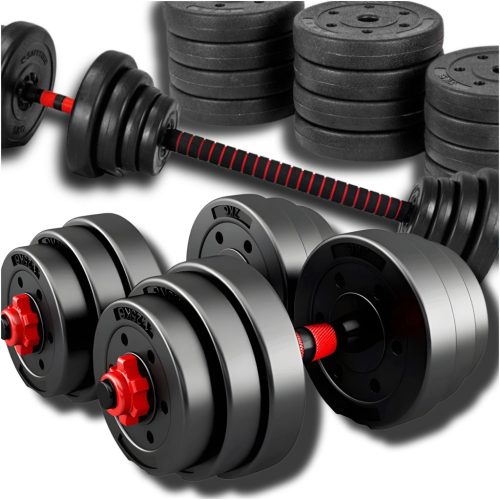  ADJUSTABLE BITUMINOUS DUMBBELL SET 2x20 KG + BAR BELL = 40 KG DUMBBELL SET