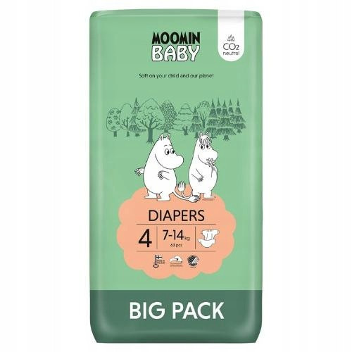  Muumi Moomin Baby Diapers Size 4 63 pcs.