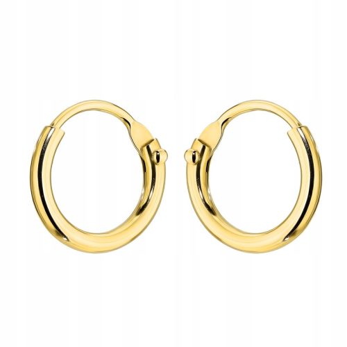  GOLD EARRINGS FOR WOMEN 585 HOOPS 9mm 14k