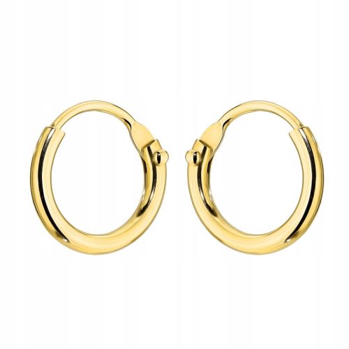  GOLD EARRINGS FOR WOMEN 585 HOOPS 9mm 14k