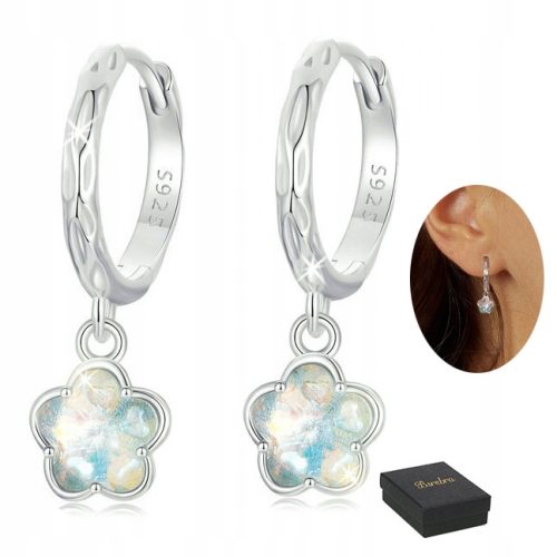  925 SILVER EARRINGS HANGING Ice flowers SILVER English clasp