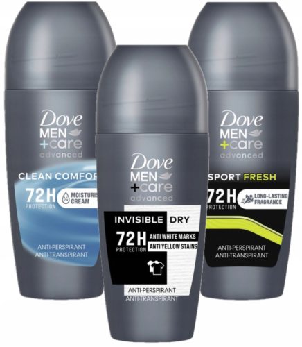  Dove Men+Care Antiperspirant Roll-on 50 ml, three varieties