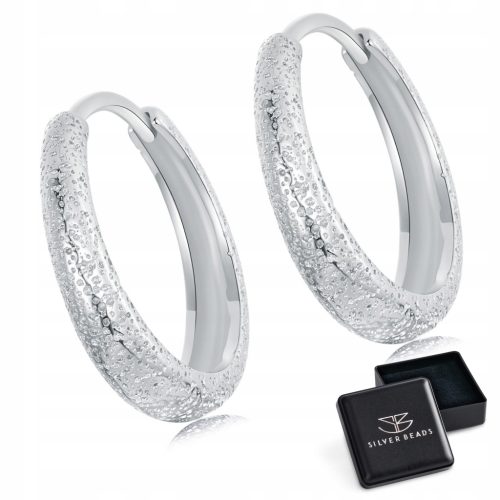  K549 Silver earrings glitter hoop earrings clasps silver 925