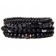  WOMEN'S BRACELET SET 4in1 NATURAL STONES ONYX GARNET AND WOOD