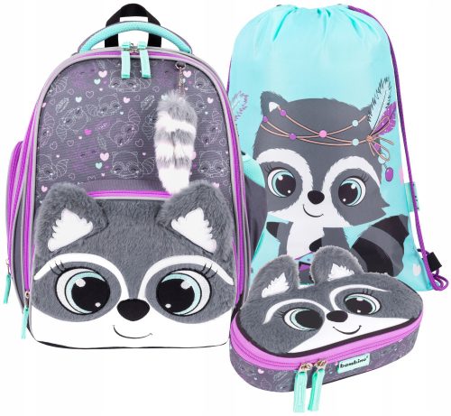  BABMIBO Raccoon School Backpack, Lightweight Plush Raccoon Premium