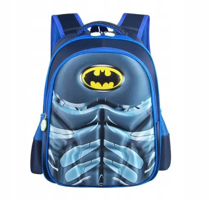  K&M school backpack with multiple compartments. Shades of blue