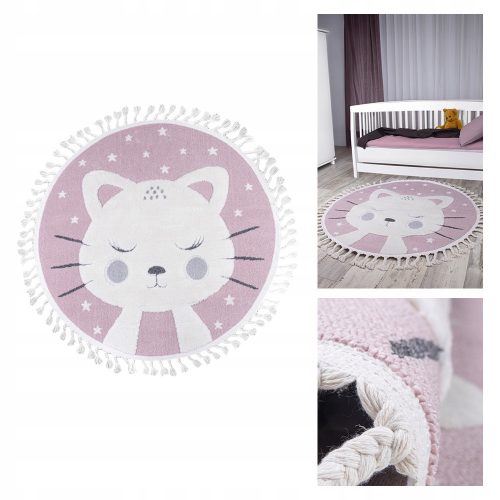  Round rug for girls Skandi Kids Pink rug, circle 150x150