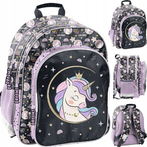 Unicorn Themed Paso Dual Compartment School Backpack for Grades 1-3