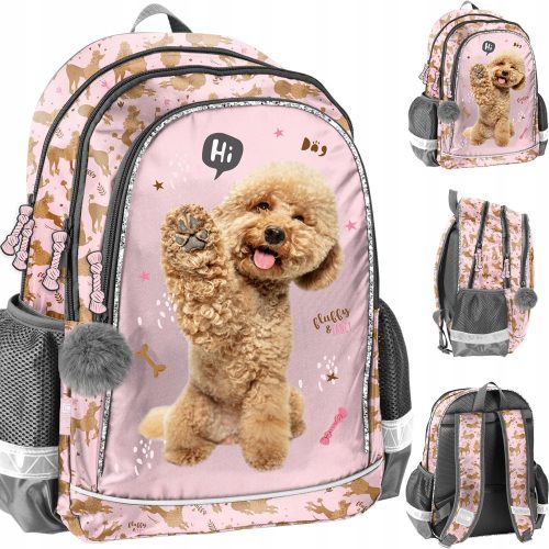  Paso school backpack with multiple compartments Brown and beige tones, pink tones, grey and silver tones, multicoloured 22 l