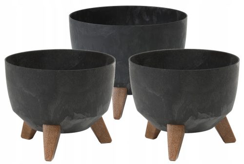  2× Lamela flowerpot 24.2 cm x 24.2 x 15 cm diameter 24.2 cm plastic black + Lamela flowerpot 29.2 cm x 29.2 x 18.3 cm diameter 29.2 cm plastic black