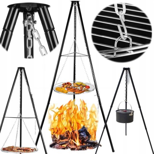  SWING GRILL TRIPOD HANGING GRID GARDEN FIREPLACE LARGE 150cm