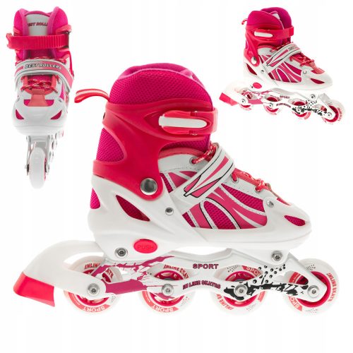  Patins à roues alignées, patins à roulettes réglables, rose 34-37, roue LED
