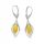  Silver earrings with AMBER milky yellow English FILM teardrop