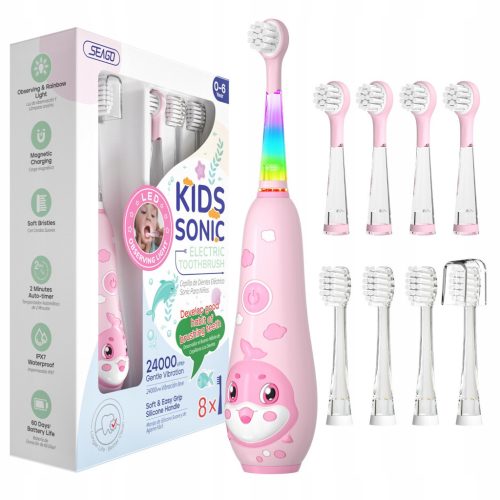  Sonic toothbrush for children, magnetic charging, colorful LED