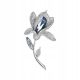  PINETS Beautiful Silver Brooch FLOWER with blue zircon