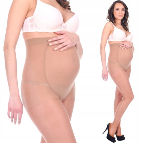  MATERNITY TIGHTS WITH PANEL Lycra 20 den transparent nude beige