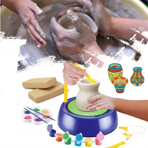  Pottery wheel creative set with colors, clay, clay for ceramic machine