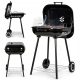  GARDEN CHARCOAL GRILL WITH LID ON WHEELS GRID SHELF BBQ 43x40 cm