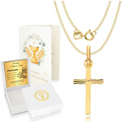  Gold Chain 585 Cross Communion Baptism Engraving