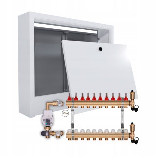  Underfloor heating distributor 10 + WILO PUMP + CONNECTORS + SURFACE-MOUNTED BOX