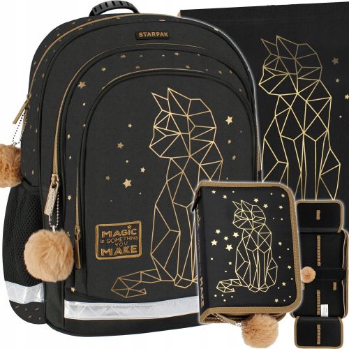  Starpak Multi-Compartment School Backpack, Black, Grey and Silver Tones, Yellow and Gold Tones, Multicolor, 23L + 2 more products