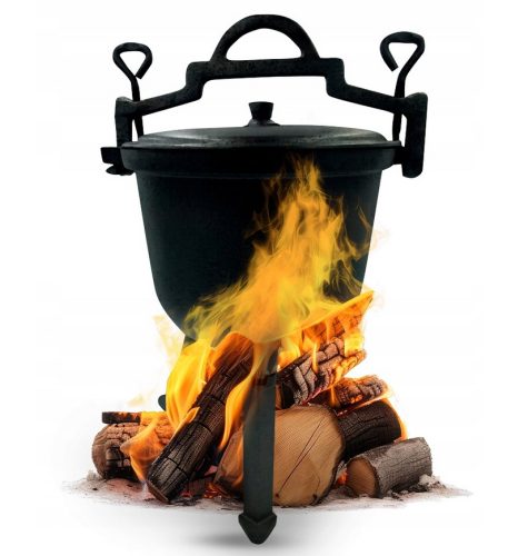  CAST IRON STANDING POT HUNTING POT PIE 15L BLACK