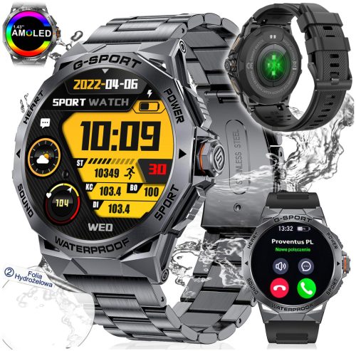  SMARTWATCH MEN'S WATCH AMOLED MENU POLISH SPORT PULSE CONVERSATIONS SMART WATCH