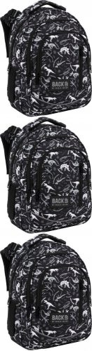 Dinosaur Themed Kid's Backpack "Back Up" in Black with Spacious Compartments and Safety Features
