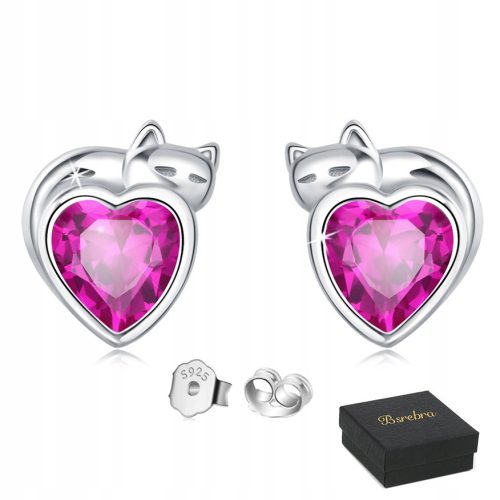  Silver Earrings 925 SILVER Studs Hearts For Girls