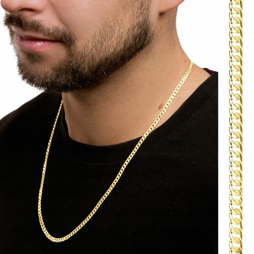  GOLD MEN'S CHAIN GOLD PLATED 585 ARMOR 60 cm FULL FORGED 8g SILVER 925