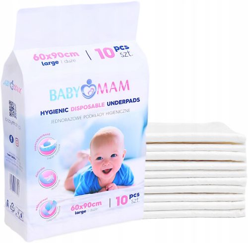  BABYMAM DISPOSABLE BABY PAD 60x90 cm HYGIENE PADS CHANGING TABLE 10pcs