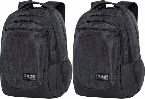 Black CoolPack Backpack CP Youth School 3-Compartment Black Snow x2