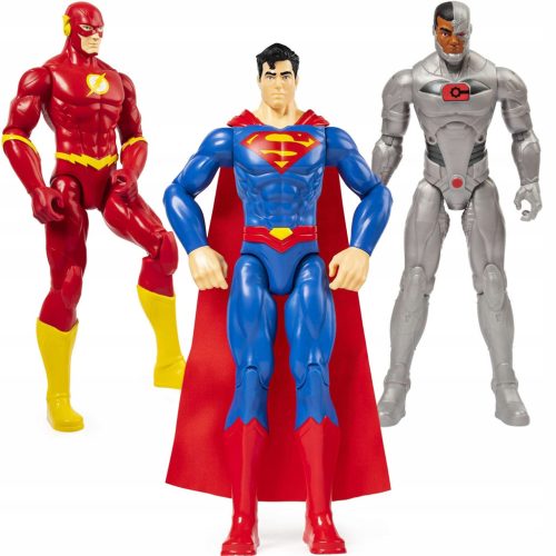  SUPERMAN FLASH CYBORG SET OF 3 DC COMICS POSABLE FIGURES LARGE 30 CM