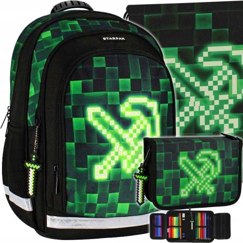  Starpak Multi-Compartment School Backpack, Black, Green Tones + 2 more products