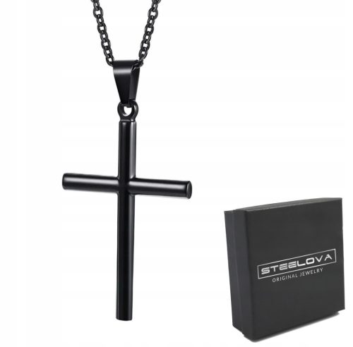  Black Pendant Cross Cross, Round Arms 316L Steel
