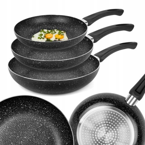  Set of Tadar Marmara frying pans made of black marble, 3 pieces