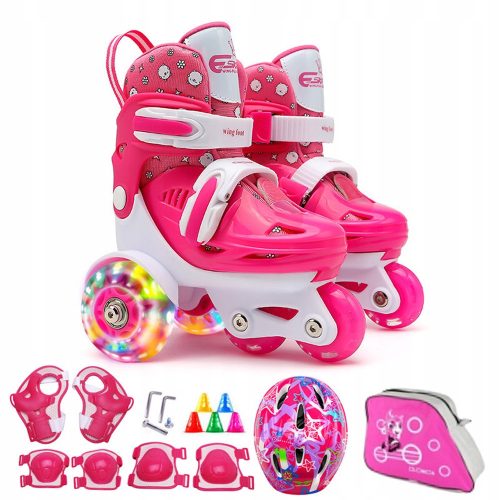  Beginner roller skate set for children. Pink roller skates, sizes 27-30